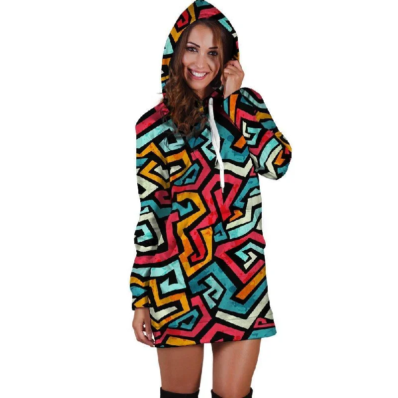 Geometric Graffiti Psychedelic Hoodie Dress